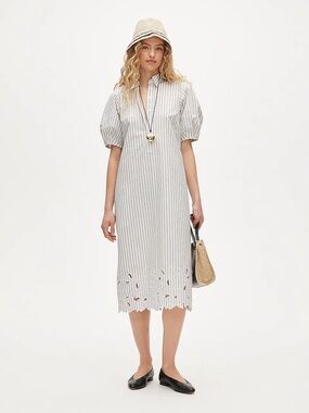 NWT J.Crew Embroidered Shirt-Dress in Striped Cotton Poplin – Size 2